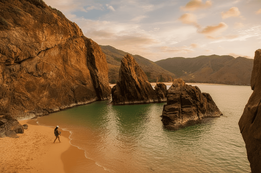 Biển Kỳ Co nổi bật với làn nước trong vắt có thể nhìn thấy đáy.